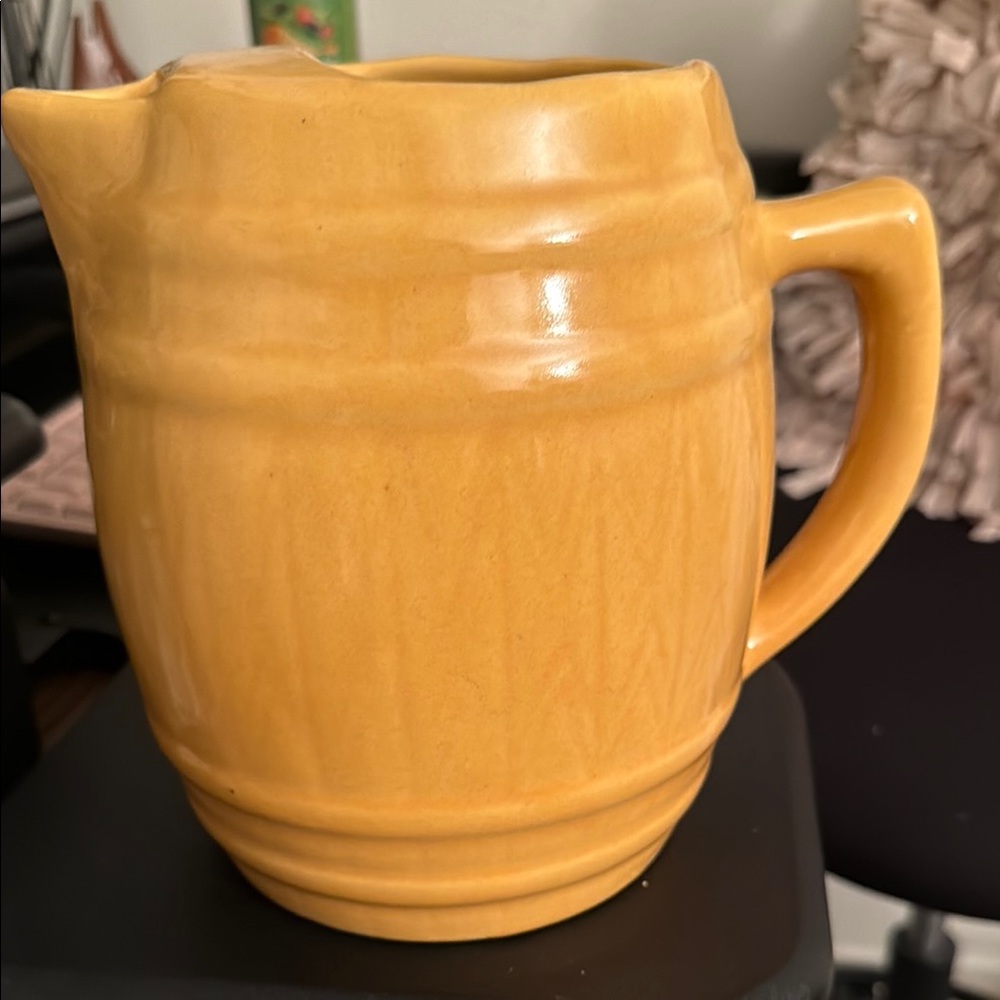 Vintage Yellow Ceramic Pitcher